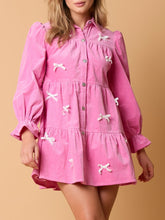 Load image into Gallery viewer, Collared Neck Flounce Sleeve Mini Dress
