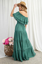 Load image into Gallery viewer, OFF THE SHOULDER RUFFLE MAXI DRESS
