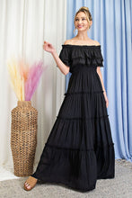 Load image into Gallery viewer, OFF THE SHOULDER RUFFLE MAXI DRESS
