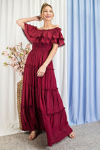 Load image into Gallery viewer, OFF THE SHOULDER RUFFLE MAXI DRESS
