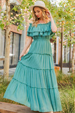 Load image into Gallery viewer, OFF THE SHOULDER RUFFLE MAXI DRESS
