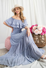 Load image into Gallery viewer, OFF THE SHOULDER RUFFLE MAXI DRESS
