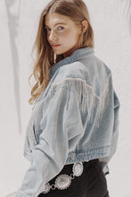 Load image into Gallery viewer, Denim Chevron Fringe Jacket
