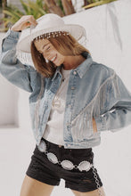 Load image into Gallery viewer, Denim Chevron Fringe Jacket
