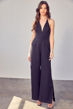 Load image into Gallery viewer, DEEP V-NECK WIDE LEG JUMPSUIT
