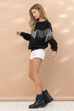 Load image into Gallery viewer, Rhinestone Fringe Pullover Top
