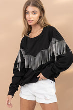 Load image into Gallery viewer, Rhinestone Fringe Pullover Top
