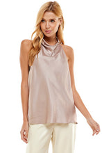 Load image into Gallery viewer, Satin Cowl Neck Halter Top
