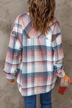 Load image into Gallery viewer, Pink Plaid Flap Pockets Shacket
