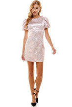 Load image into Gallery viewer, Jacquard Dress With Puff Sleeve
