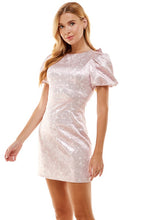 Load image into Gallery viewer, Jacquard Dress With Puff Sleeve
