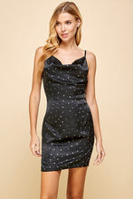 Load image into Gallery viewer, Satin Polka Dot Cowl Neck Dress
