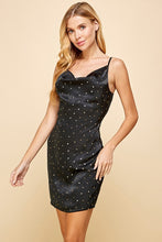 Load image into Gallery viewer, Satin Polka Dot Cowl Neck Dress
