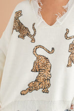 Load image into Gallery viewer, Frayed Edge Sequin Tiger Sweater
