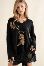 Load image into Gallery viewer, Frayed Edge Sequin Tiger Sweater
