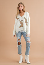 Load image into Gallery viewer, Frayed Edge Sequin Tiger Sweater
