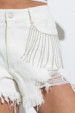 Load image into Gallery viewer, Frayed Rhinestone Denim Shorts
