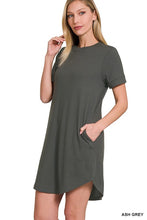 Load image into Gallery viewer, ROLLED SHORT SLEEVE ROUND NECK DRESS
