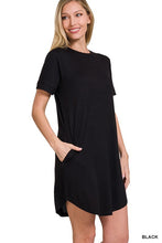 Load image into Gallery viewer, ROLLED SHORT SLEEVE ROUND NECK DRESS
