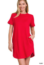 Load image into Gallery viewer, ROLLED SHORT SLEEVE ROUND NECK DRESS
