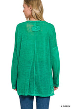 Load image into Gallery viewer, MELANGE BURNOUT DOLMAN SLEEVE V-NECK TOP
