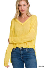 Load image into Gallery viewer, MELANGE BURNOUT DOLMAN SLEEVE V-NECK TOP
