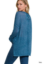 Load image into Gallery viewer, MELANGE BURNOUT DOLMAN SLEEVE V-NECK TOP
