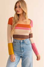 Load image into Gallery viewer, Long Sleeve Color Block Stripe Knit Top
