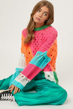 Load image into Gallery viewer, Color Block Distressed Detail Pullover Sweater
