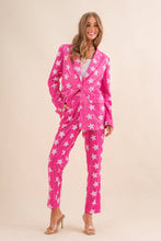 Load image into Gallery viewer, 32717SET - Star Sequin Single Blazer with Pants Set: SMALL / HOT PINK
