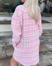 Load image into Gallery viewer, Plaid Houndstooth Patchwork Shacket w/Pockets: Pink / S
