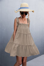 Load image into Gallery viewer, Frill Tiered Tie Shoulder Mini Cami Dress
