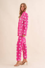 Load image into Gallery viewer, 32717SET - Star Sequin Single Blazer with Pants Set: SMALL / HOT PINK
