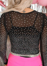 Load image into Gallery viewer, Rhinestone Mesh Long Sleeve Bodysuit: XL 14-16
