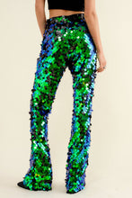 Load image into Gallery viewer, 32842P - Mid Rise Iridescent Square Disc Sequin Pants: M / HOT PINK
