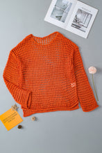 Load image into Gallery viewer, Openwork Round Neck Dropped Shoulder Knit Top
