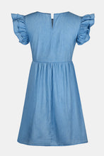 Load image into Gallery viewer, Full Size Ruffled Round Neck Cap Sleeve Denim Dress
