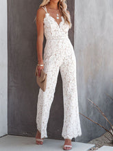 Load image into Gallery viewer, Lace V-Neck Spaghetti Strap Jumpsuit
