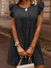 Load image into Gallery viewer, Full Size Ruffled Round Neck Cap Sleeve Denim Dress
