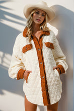 Load image into Gallery viewer, Double Take Full Size Contrast Button Up Quilted Shacket
