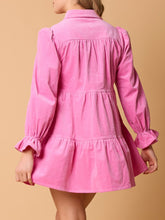 Load image into Gallery viewer, Collared Neck Flounce Sleeve Mini Dress
