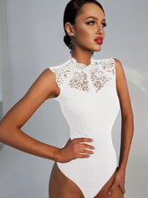 Load image into Gallery viewer, Scalloped Lace Yoke Sleeveless Bodysuit
