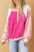 Load image into Gallery viewer, Round Neck Dropped Shoulder Color Block Sweatshirt
