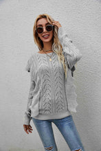 Load image into Gallery viewer, Openwork Round Neck Ruffled Sweater
