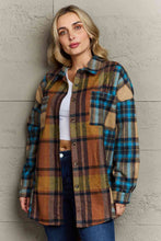 Load image into Gallery viewer, Double Take Plaid Curved Hem Shirt Jacket with Breast Pockets
