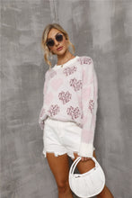 Load image into Gallery viewer, Heart Pattern Round Neck Long Sleeve Sweater
