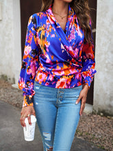 Load image into Gallery viewer, Printed Surplice Neck Long Sleeve Blouse
