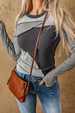 Load image into Gallery viewer, Color Block Exposed Seam Long Sleeve Top
