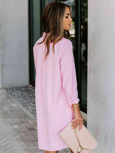 Load image into Gallery viewer, Button Up Collared Neck Long Sleeve Shirt Dress
