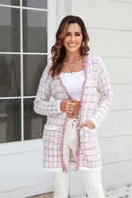 Load image into Gallery viewer, Plaid Fringe Trim Open Front Longline Cardigan
